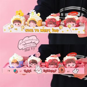 Alternative view of Cupcake giấy nhỏ hình nhân vật ngẫu nhiên - 50 Cái