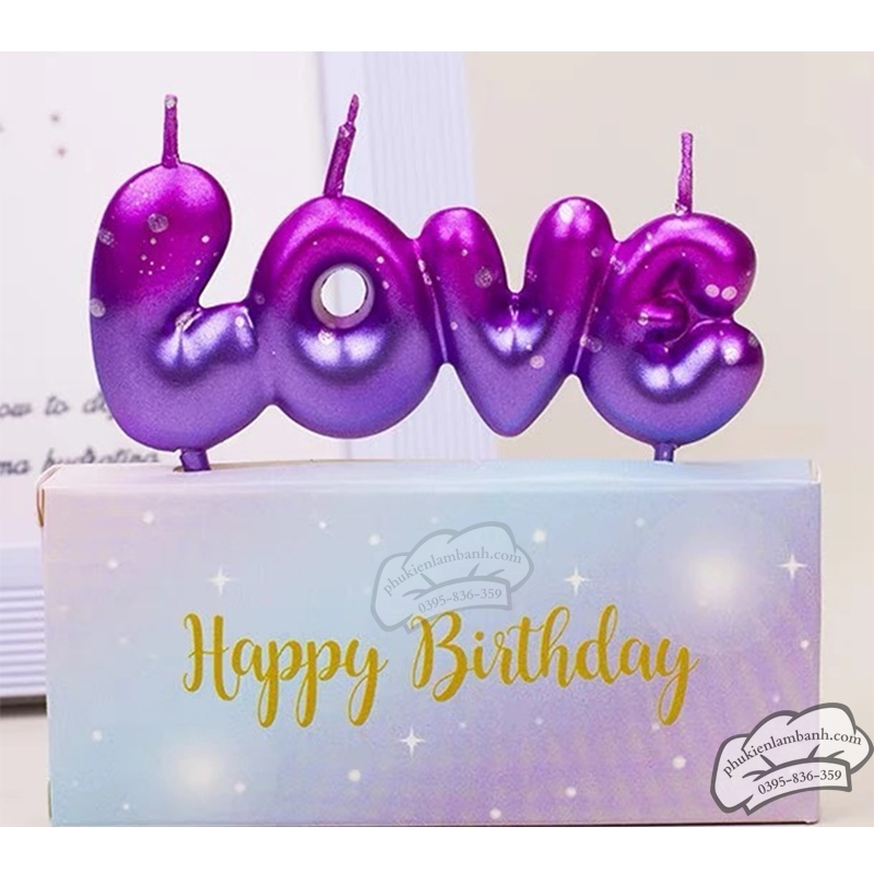 Nến chữ LOVE béo tím - Vỉ