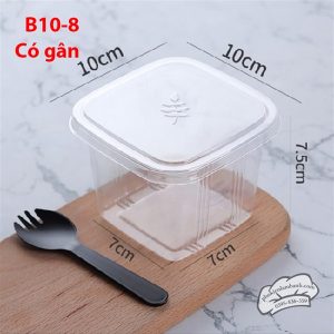 Hộp nhựa PET B10-8 hộp bánh trà sữa - 50 Cái