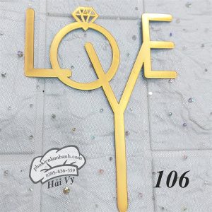 Thẻ cắm mica 10 cái LOVE kim cương Vàng - Gói