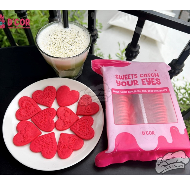 D'Cor - Bánh quy TIM vị nam việt quất (Đỏ) 185gr - Gói