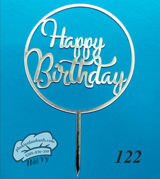 Thẻ cắm mica 10 cái HPBD tròn đơn Bạc - Gói