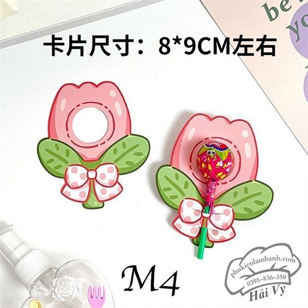 Hoa cài kẹo mẫu M4 Tuylip Hồng - 20 cái