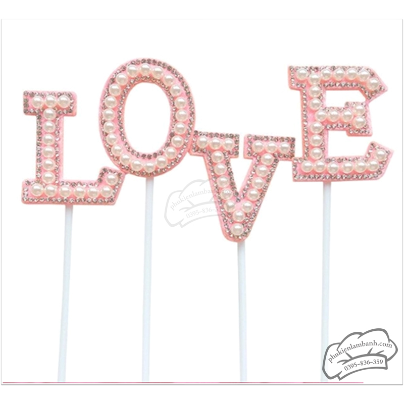 Que cắm chữ LOVE hồng - Set