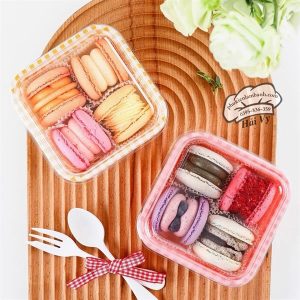 Hộp vuông caro Vàng nắp mica trong - 50 Cái - Ảnh 4
