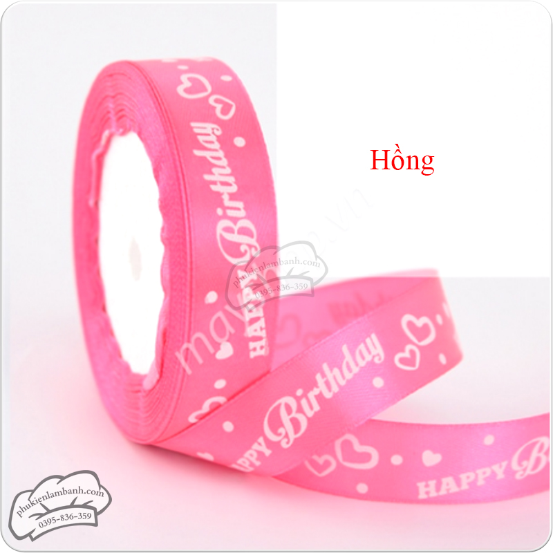 Ruy băng lụa CHỮ 2cm x 22m Hồng nhạt - Cuộn