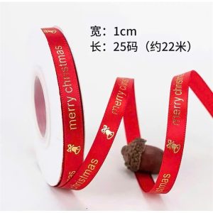 1cmx 50Yar ruy băng Noel xanh - đỏ - Cuộn - Ảnh 2