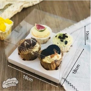 Hộp cupcake mica 4 lỗ WT180-10 - 5 Cái