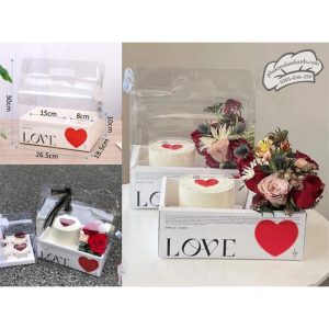Hộp 2 ngăn quai xách mica TRẮNG LOVE - 5 Cái