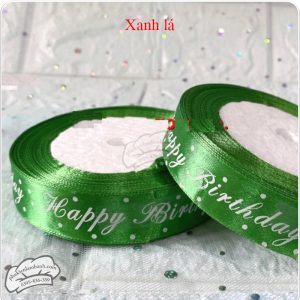 Ruy băng lụa CHỮ 2cm x 22m Xanh lá - Cuộn
