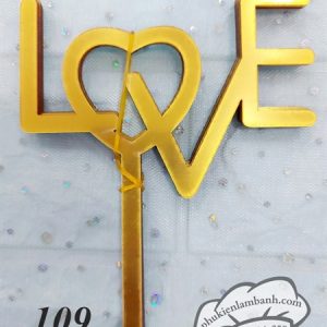 Thẻ cắm mica 10 cái LOVE ngang Vàng - Gói
