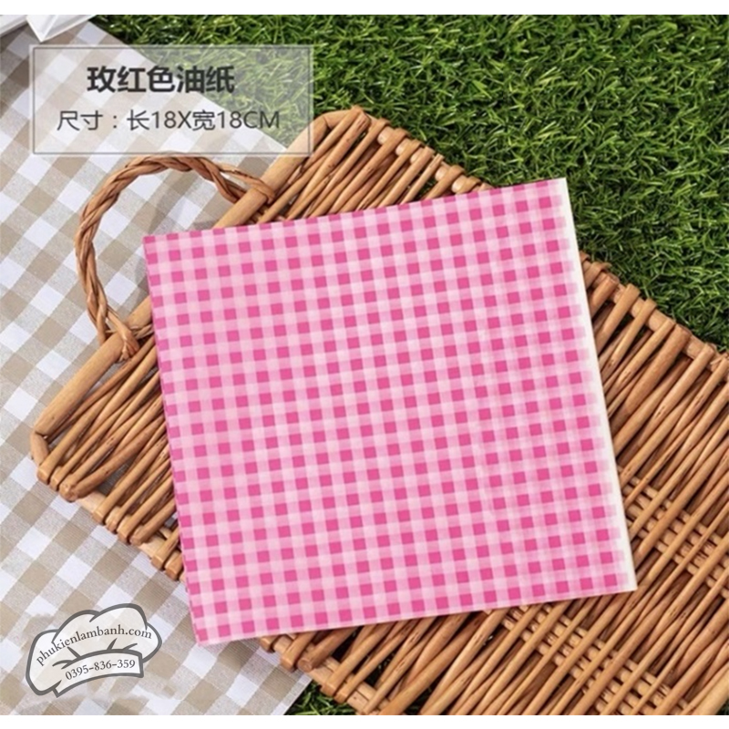 Giấy lót khay họa tiết caro Hồng 100 tờ - Bịch
