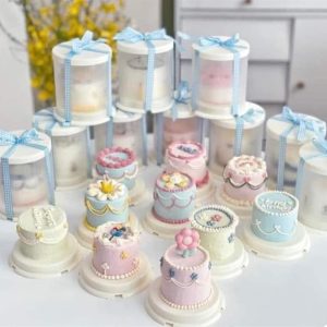 16x16.5cm Hộp mica trụ tròn mini bento Trắng - 5 Cái - Ảnh 4