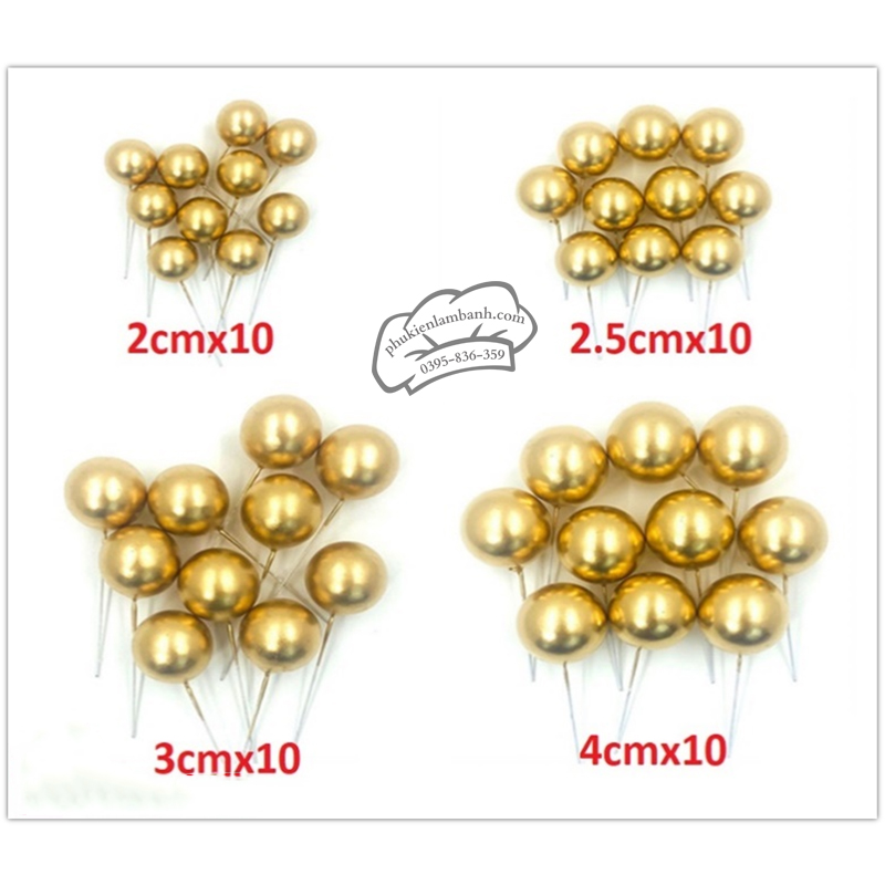 Set bi xốp vàng đồng 40 quả/gói (10quả x 4 size) - Set