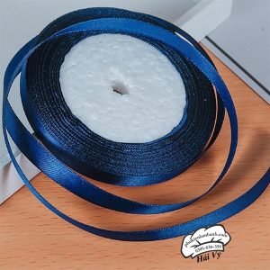 Ruy băng lụa trơn 1cm x 22m Xanh lam - Cuộn