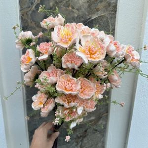 Hoa trà cổ 5 bông nhiều màu - Cành - Ảnh 3