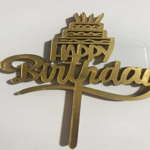 Thẻ cắm mica 10 cái HPBD bánh Vàng - Gói