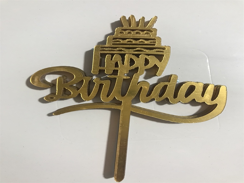 Thẻ cắm mica 10 cái HPBD bánh Vàng - Gói