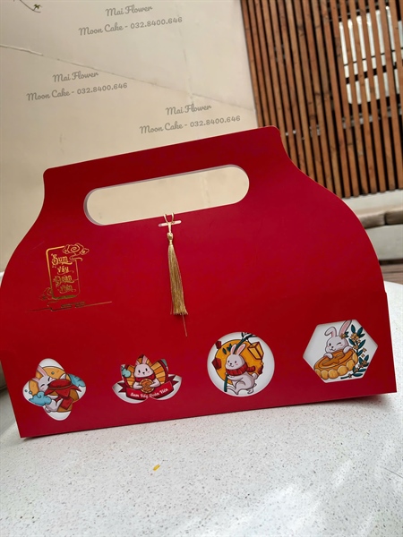 Hộp bánh trung thu Đoàn Viên- 4 bánh tay xách cách điệu - 10 Cái - Ảnh 2