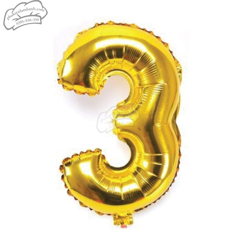 Bóng số vàng số 3 (40cm) - 5 Cái