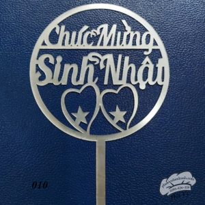 Thẻ cắm mica 10 cái Chúc mừng sinh nhật tròn bạc - Gói