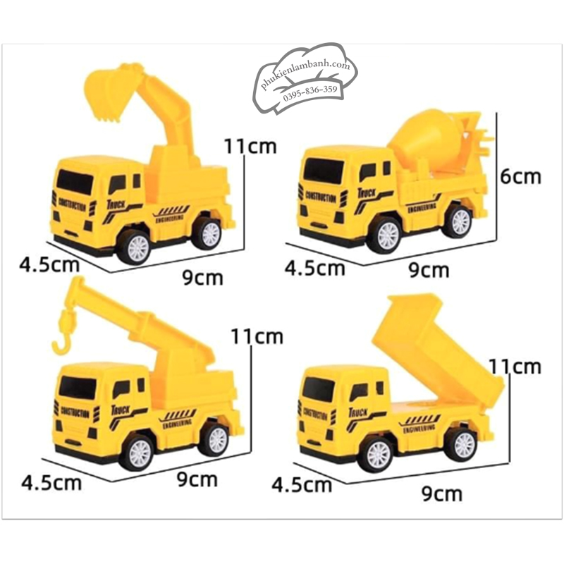 Bộ 4 xe-máy công trình VÀNG - Bộ