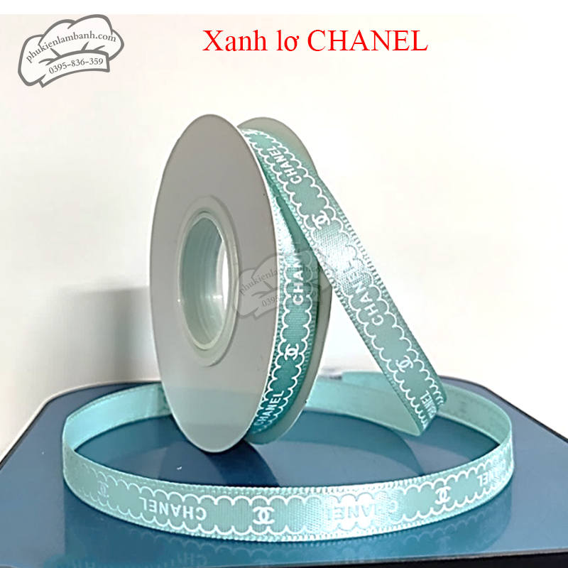 Ruy băng Chanel 1cm x 22m Xanh lơ - Cuộn