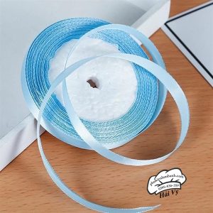 Ruy băng lụa trơn 1cm x 22m Xanh Lơ - Cuộn