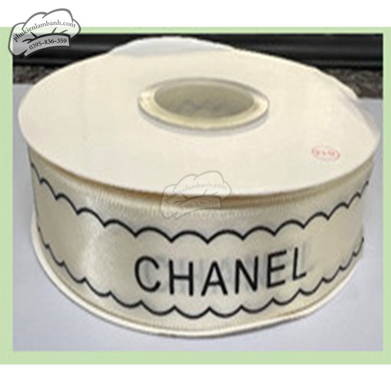 Ruy băng CHANEL 2.5cm x 43m Kem - Cuộn