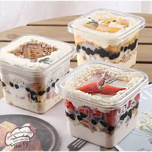 Hộp nhựa PET B10-8 hộp bánh trà sữa loại trơn - 50 Cái - Ảnh 2