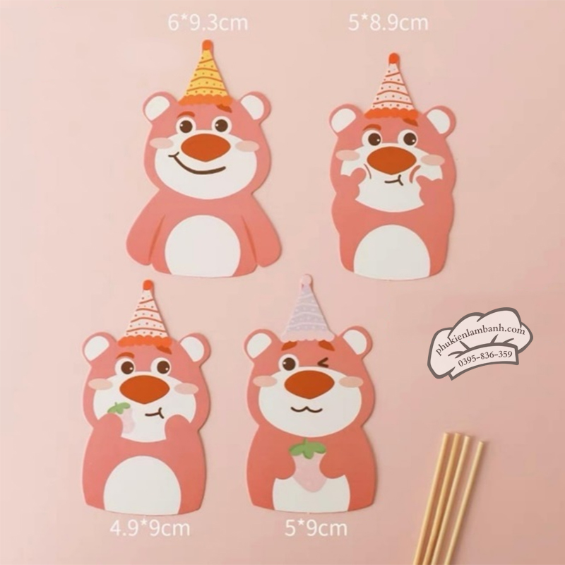 4 gấu dâu đội mũ - 10 Set