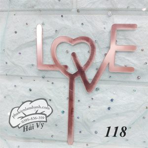 Thẻ cắm mica 10 cái LOVE ngang Hồng - Gói