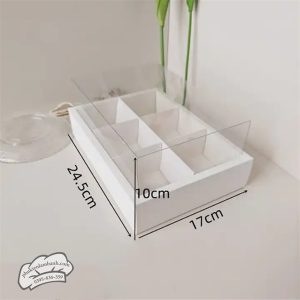 Hộp cupcake mica đế giấy 6 Ngăn - 5 Cái