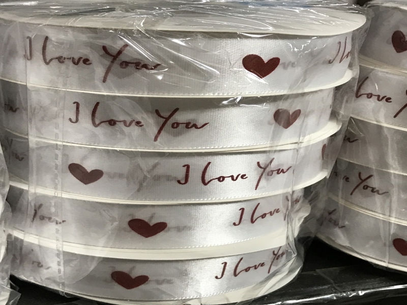 Ruy băng i love you 2.5cm Trắng - Cuộn