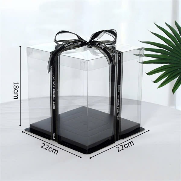 21.5x21.5x18cm đế Đen Hộp mica 3CT 1 tầng - 361B - 5 Cái - Ảnh 2
