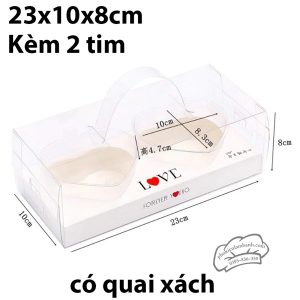 Hộp mica 2 tim có quai xách - 5 Cái