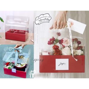 Hộp 2 ngăn quai xách mica ĐỎ - 5 Cái