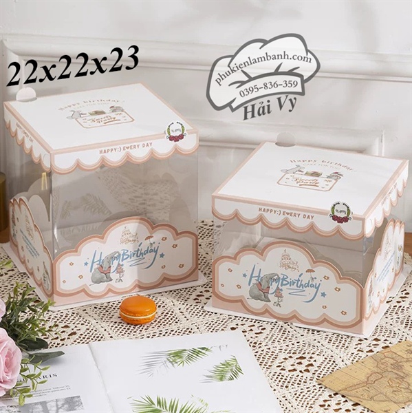 22x22x23cm hôp mica viền Nâu - 5 cái