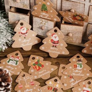 Tag giấy 48 thẻ Noel kèm dây - Set