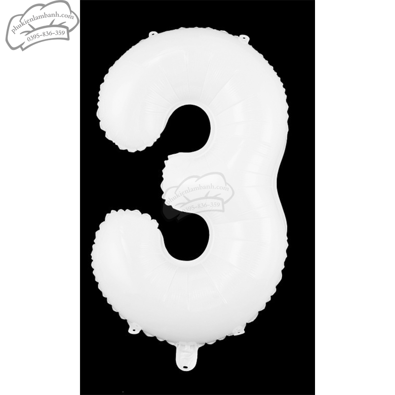 Bóng số trắng số 3 (80cm) - 5 Cái