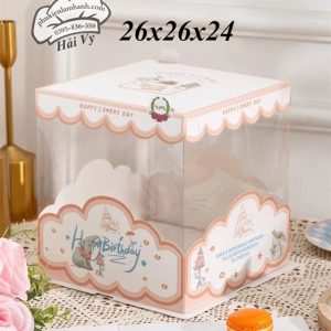 26x26x24cm hôp mica viền Nâu - 5 cái