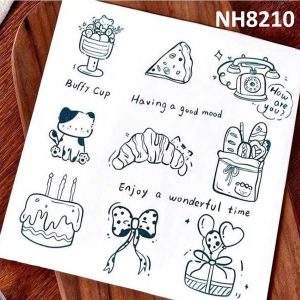 Giấy lót khay hoạ tiết Bánh sinh nhật - Trắng - Bịch