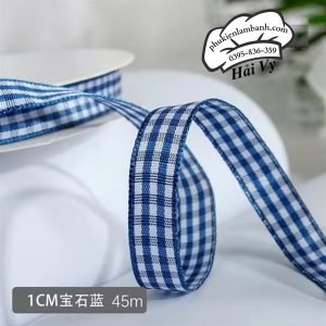1cm x 45M Ruy băng Caro Xanh dương - Cuộn