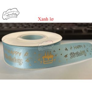 Ruy băng HPBD NHŨ xanh lơ 2.6cm - Cuộn