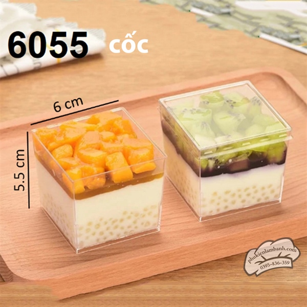 Cốc PS 6055 150ml cốc vuông nhựa cứng không nắp - 10 Cái