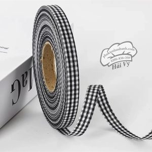 1cm x 45M Ruy băng Caro Đen - Cuộn - Ảnh 3