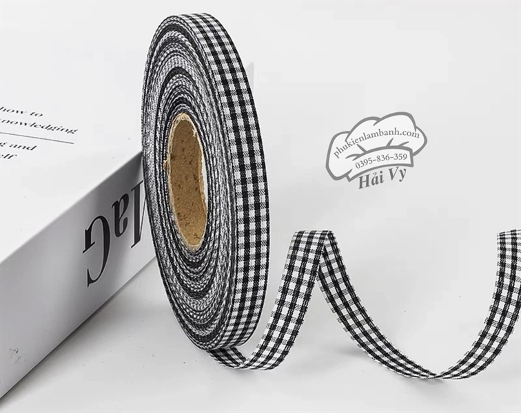 1cm x 45M Ruy băng Caro Đen - Cuộn - Ảnh 3