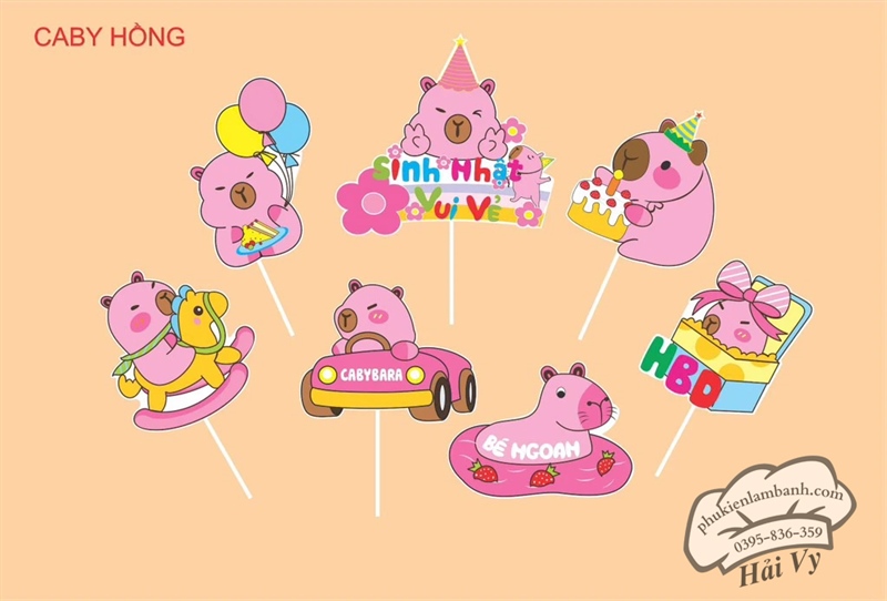 Chuột lang nước Capybara Hồng - Set