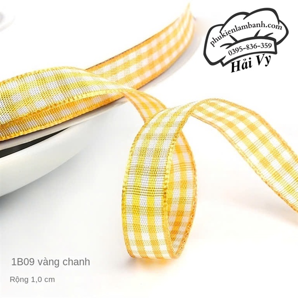 1cm x 45M Ruy băng Caro Vàng - Cuộn - Ảnh 3