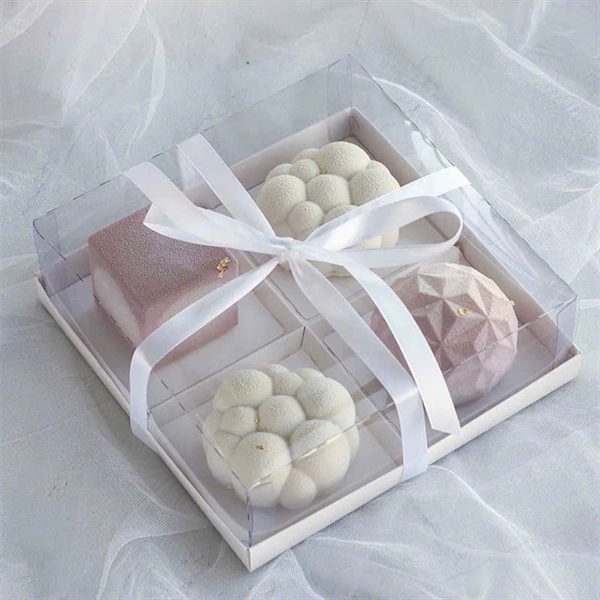Hộp cupcake mica (đế giấy thấp) 4 Ngăn - 5 Cái - Ảnh 2